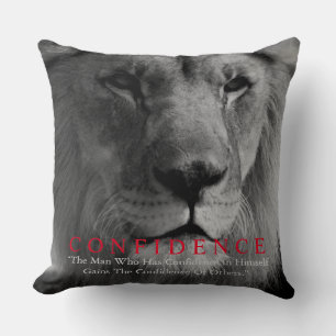 Black White Inspirerend Confidential Lion Kussen