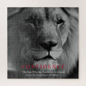 Black White Inspirerend Confidential Lion Legpuzzel (Verticaal)