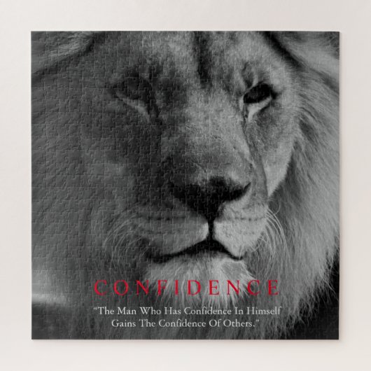 Black White Inspirerend Confidential Lion Legpuzzel (Verticaal)