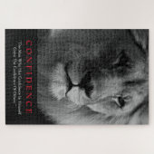 Black White Inspirerend Confidential Lion Legpuzzel (Horizontaal)