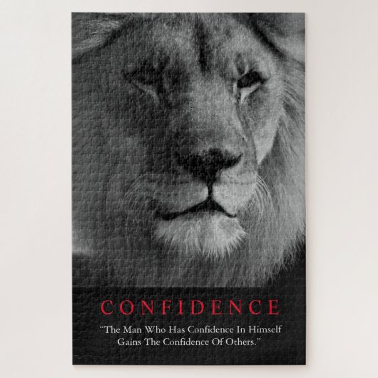 Black White Inspirerend Confidential Lion Legpuzzel (Verticaal)
