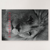 Black White Inspirerend Confidential Lion Legpuzzel (Horizontaal)