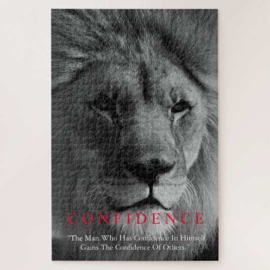 Black White Inspirerend Confidential Lion Legpuzzel (Verticaal)