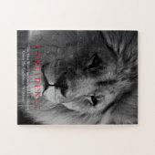 Black White Inspirerend Confidential Lion Legpuzzel (Horizontaal)