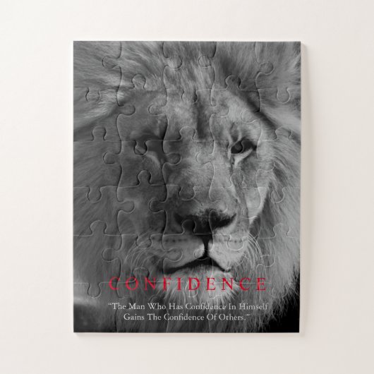 Black White Inspirerend Confidential Lion Legpuzzel (Verticaal)