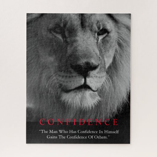 Black White Inspirerend Confidential Lion Legpuzzel (Verticaal)