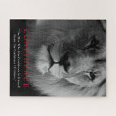 Black White Inspirerend Confidential Lion Legpuzzel (Horizontaal)