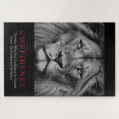 Black White Inspirerend Confidential Lion Legpuzzel (Horizontaal)