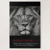 Black White Inspirerend Confidential Lion Legpuzzel (Verticaal)