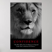Black White Inspirerend Confidential Lion Poster (Voorkant)