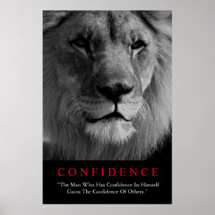 Black White Inspirerend Confidential Lion Poster