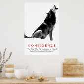 Black White Inspirerend Confidentif Wolf Poster (Keuken)