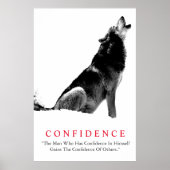 Black White Inspirerend Confidentif Wolf Poster (Voorkant)