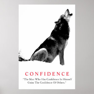 Black White Inspirerend Confidentif Wolf Poster