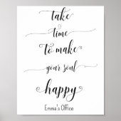 Black White Inspirerend Happy Quotes Poster (Voorkant)