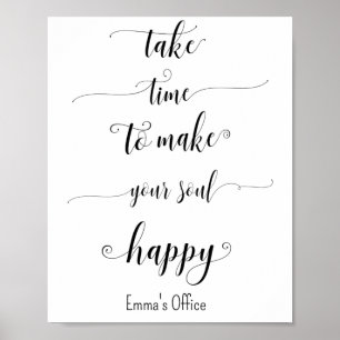 Black White Inspirerend Happy Quotes Poster
