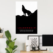 Black White Inspirerend Leadership Wolf Pop Art Poster (Thuiskantoor)