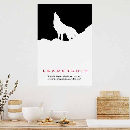 Black White Inspirerend Leadership Wolf Pop Art Poster (Keuken)