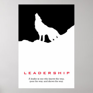 Black White Inspirerend Leadership Wolf Pop Art Poster