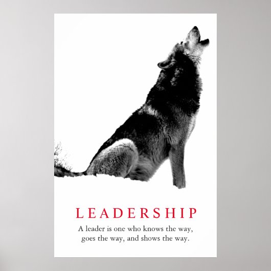 Black White Inspirerend Leadership Wolf Poster (Voorkant)