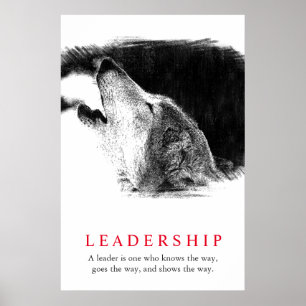 Black White Inspirerend Leadership Wolf Poster