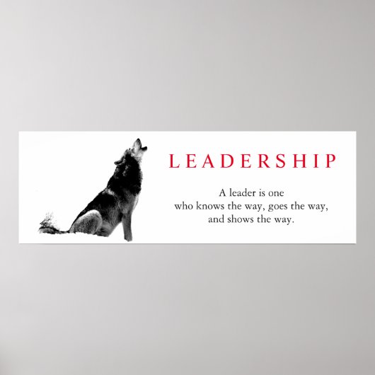Black White Inspirerend Leadership Wolf Poster (Voorkant)