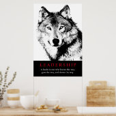 Black White Inspirerend Leadership Wolf Poster (Keuken)