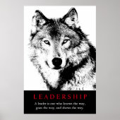 Black White Inspirerend Leadership Wolf Poster (Voorkant)