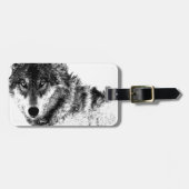 Black White Inspirerend Wolf Eyes Bagagelabel (Voorkant horizontaal)