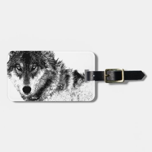 Black White Inspirerend Wolf Eyes Bagagelabel (Voorkant horizontaal)