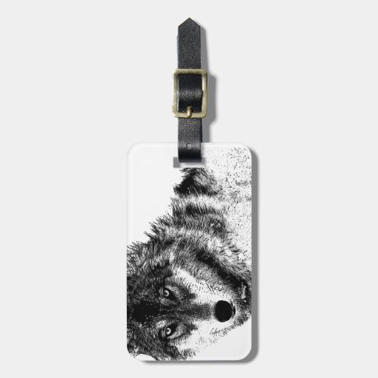 Black White Inspirerend Wolf Eyes Bagagelabel (Voorkant verticaal)