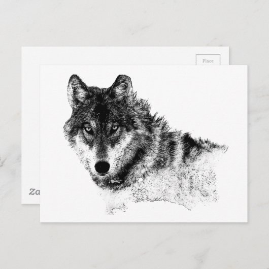 Black White Inspirerend Wolf Eyes Briefkaart (Voorkant / Achterkant)