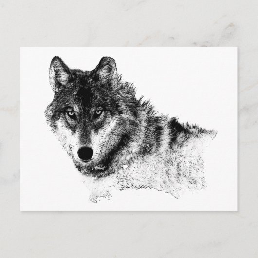 Black White Inspirerend Wolf Eyes Briefkaart (Voorkant)
