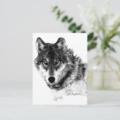 Black White Inspirerend Wolf Eyes Briefkaart (Staand voorkant)