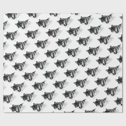 Black White Inspirerend Wolf Eyes Cadeaupapier (Vlak)