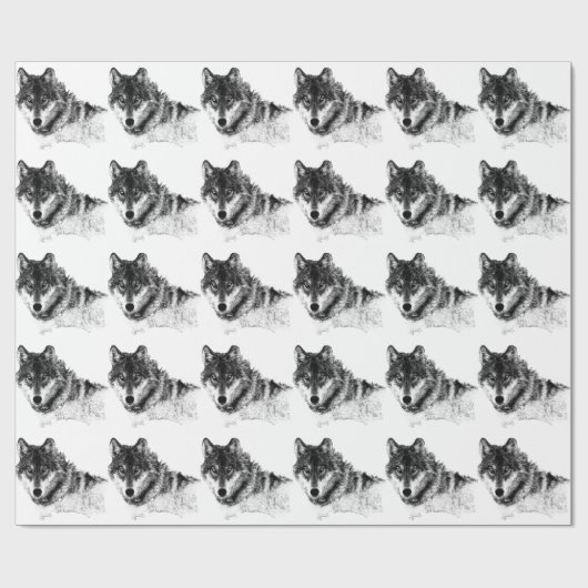 Black White Inspirerend Wolf Eyes Cadeaupapier (Vlak)