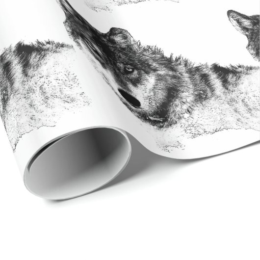 Black White Inspirerend Wolf Eyes Cadeaupapier (Rol Hoek)