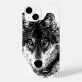 Black White Inspirerend Wolf Eyes Case-Mate iPhone Case (Achterkant)