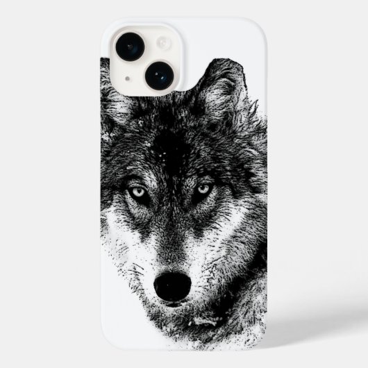 Black White Inspirerend Wolf Eyes Case-Mate iPhone Case (Achterkant)