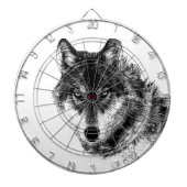 Black White Inspirerend Wolf Eyes Dartbord (Voorkant)