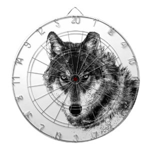 Black White Inspirerend Wolf Eyes Dartbord