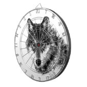 Black White Inspirerend Wolf Eyes Dartbord (Voorkant Rechts)