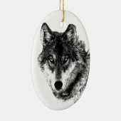 Black White Inspirerend Wolf Eyes Keramisch Ornament (Rechts)