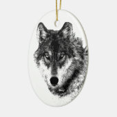 Black White Inspirerend Wolf Eyes Keramisch Ornament (Links)