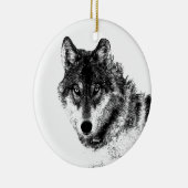 Black White Inspirerend Wolf Eyes Keramisch Ornament (Rechts)