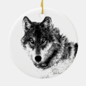 Black White Inspirerend Wolf Eyes Keramisch Ornament (Achterkant)