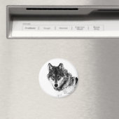 Black White Inspirerend Wolf Eyes Magneet (Insitu (Vaatwasser))