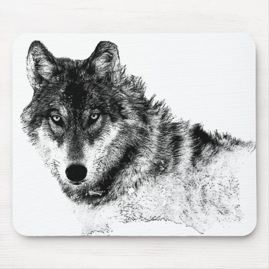 Black White Inspirerend Wolf Eyes Muismat (Voorkant)