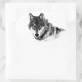 Black White Inspirerend Wolf Eyes Ovale Sticker (Tas)