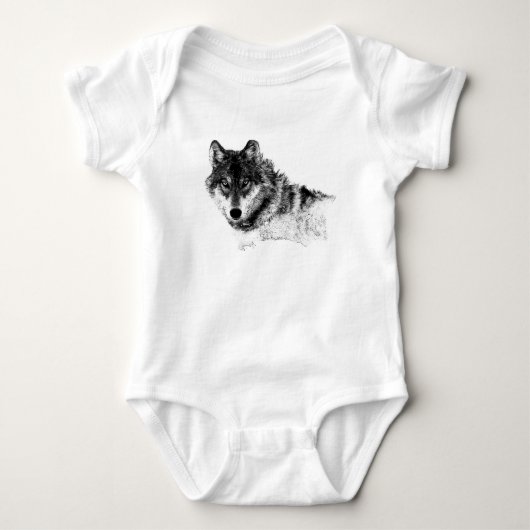 Black White Inspirerend Wolf Eyes Romper (Voorkant)